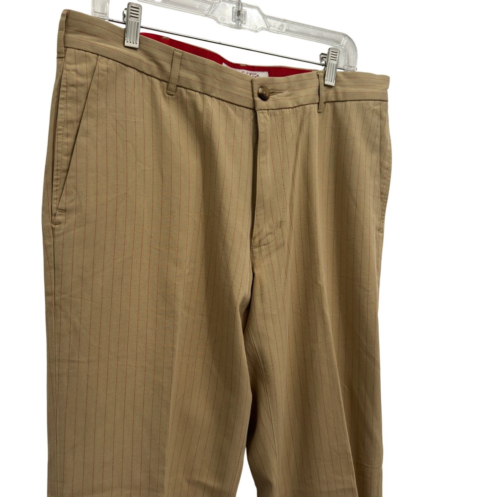 Original Penguin Chino Pants Tan Red Pinstripe Cotton Coastal Preppy W34